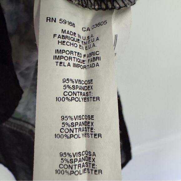 Karen Kane colorful/black and white floral top asymmetric hem tunic crew neck L - Picture 7 of 9